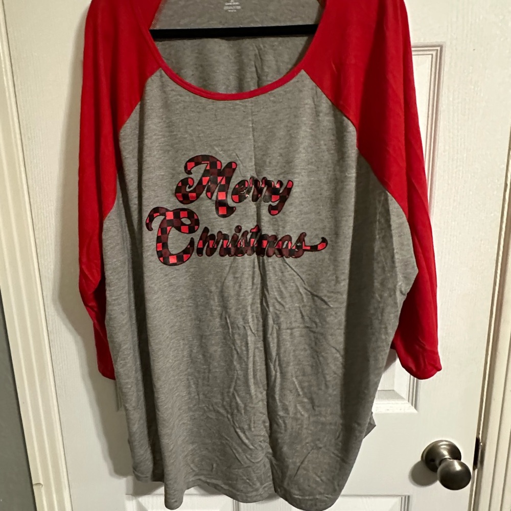 Christmas Raglan Shirt - Red and Gray